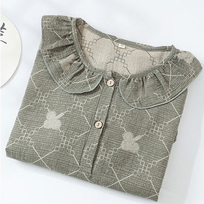 Check Pattern Cotton Gauze Jacquard Nightdress - image 5