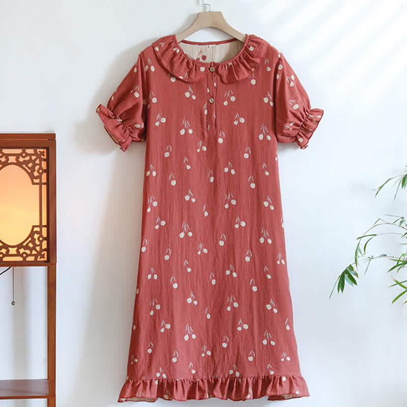 Tulip Print Cotton Gauze Jacquard Nightdress - image 1