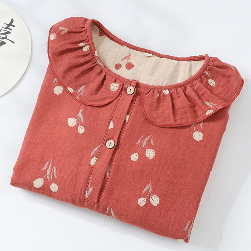 Tulip Print Cotton Gauze Jacquard Nightdress - image 3