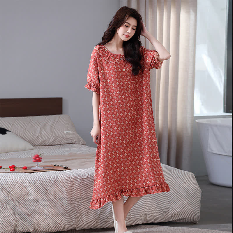 Retro Cotton Gauze Jacquard Nightdress - L - image 0