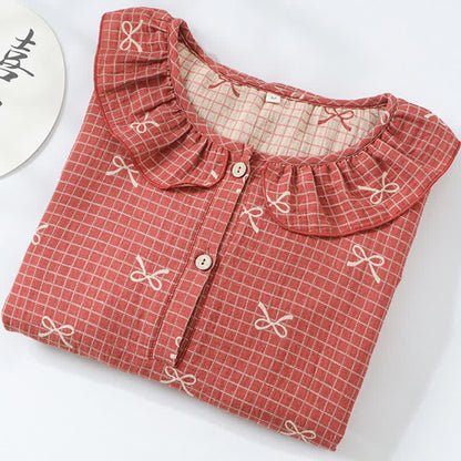 Bow Print Cotton Gauze Jacquard Nightdress - image 1