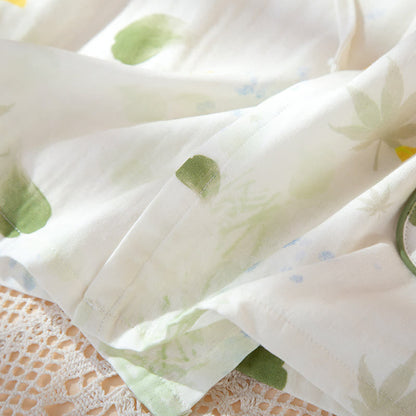 Leaf Print Cotton Gauze Kimono Adjustable Pajama Set - image 10