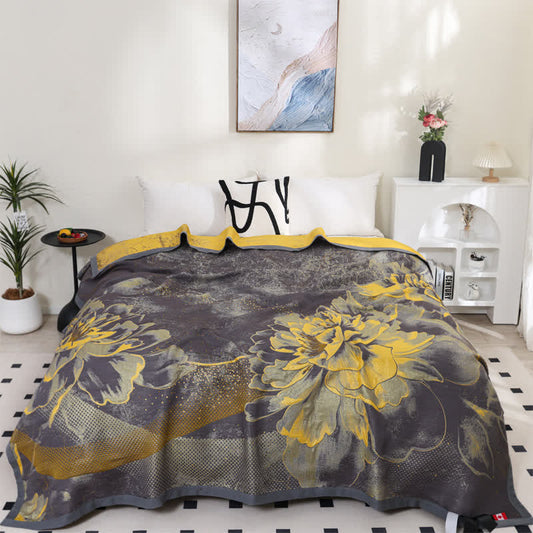 Luxurious Floral Cotton Gauze Breathable Reversible Quilt - King - image 0