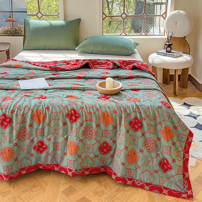 Retro Bamboo Pure Cotton Double-layer Gauze Summer Quilt - image 2