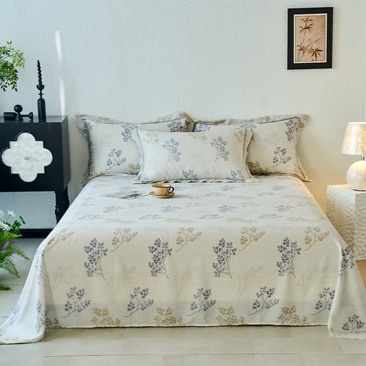 Vine Floral Silky Soft Summer Coverlet - Beige - 2PCS Pillowcases - 19" x 29" - image 0