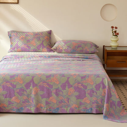 Vintage Lily Cotton Gauze Yarn-dyed Reversible Coverlet - image 1