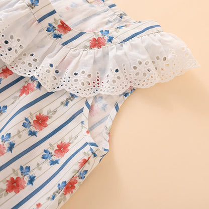 Striped Floral Cotton Gauze Sleeveless Nightdress - image 3