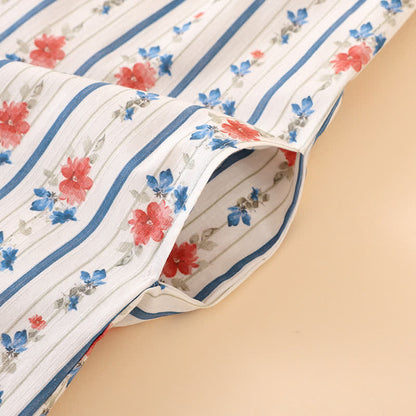 Striped Floral Cotton Gauze Sleeveless Nightdress - image 4