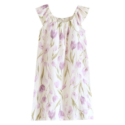 Tulip Print Cotton Gauze Padded Camisole Nightdress - image 11