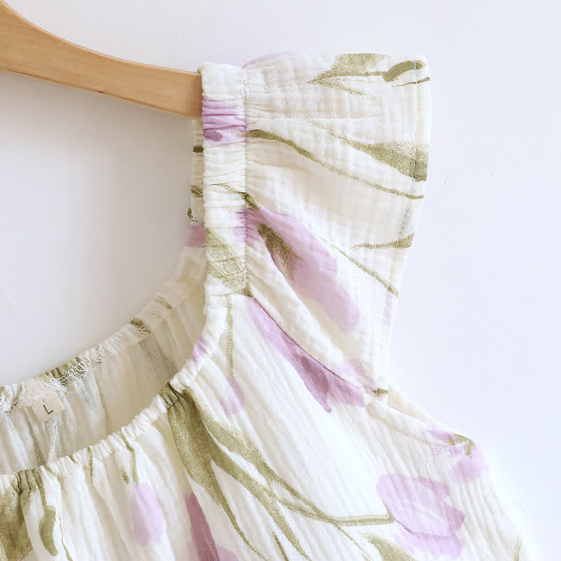 Tulip Print Cotton Gauze Padded Camisole Nightdress - image 4