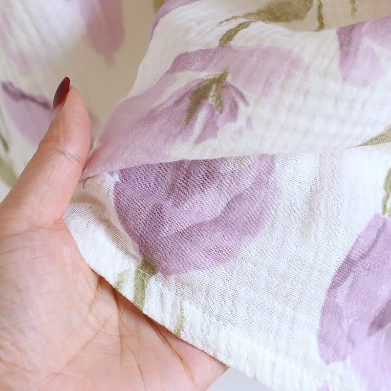 Tulip Print Cotton Gauze Padded Camisole Nightdress - image 10