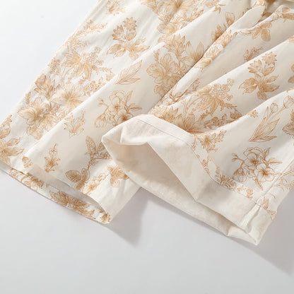 Elegant Floral Cotton Double-layer Gauze Loungewear Set - image 8