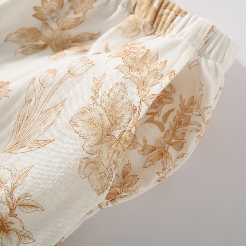 Elegant Floral Cotton Double-layer Gauze Loungewear Set - image 7