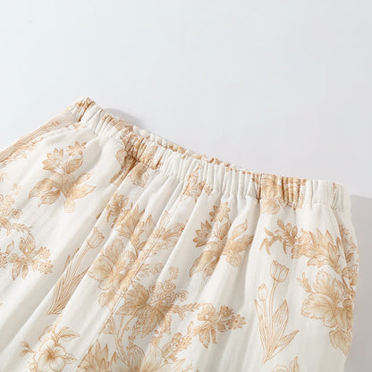 Elegant Floral Cotton Double-layer Gauze Loungewear Set - image 6