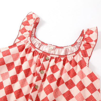 Sweet Diamond Pattern Cotton Gauze Camisole Nightwear - image 2