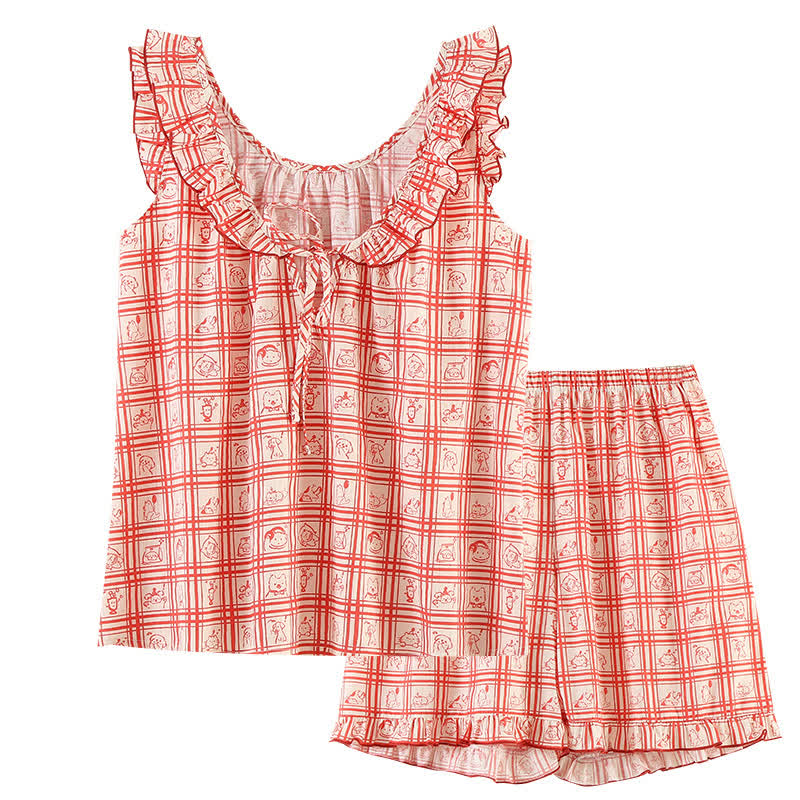 Sweet Diamond Pattern Cotton Gauze Camisole Nightwear - image 9