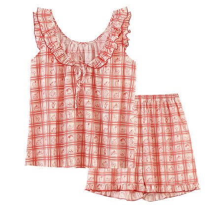 Sweet Diamond Pattern Cotton Gauze Camisole Nightwear - image 9