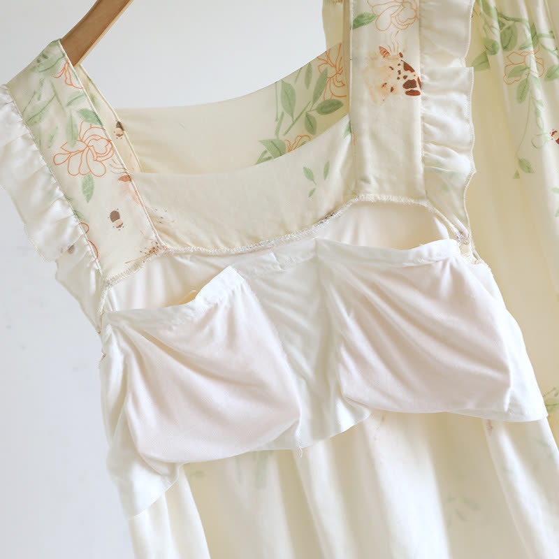 Floral Butterfly Ruffle Padded Camisole Loungewear Set - image 4