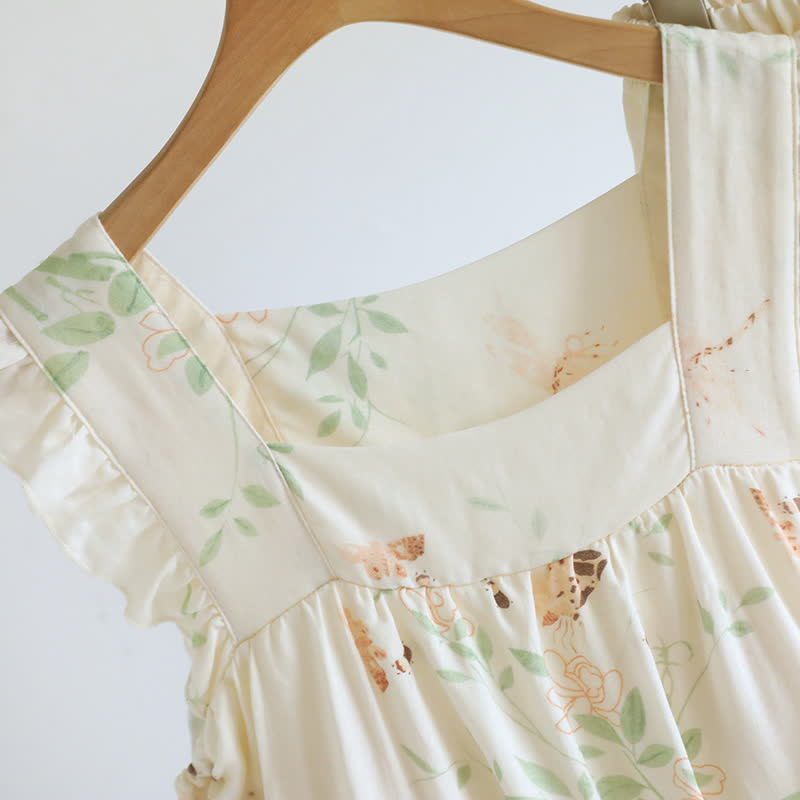 Floral Butterfly Ruffle Padded Camisole Loungewear Set - image 3