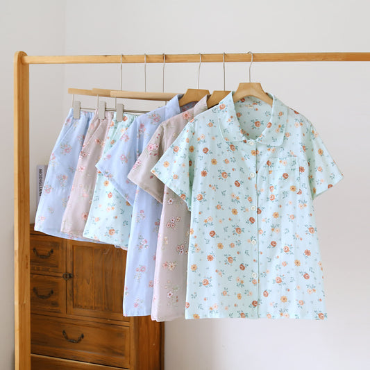 Rustic Floral Cotton Double Gauze Pajama Set - image 0