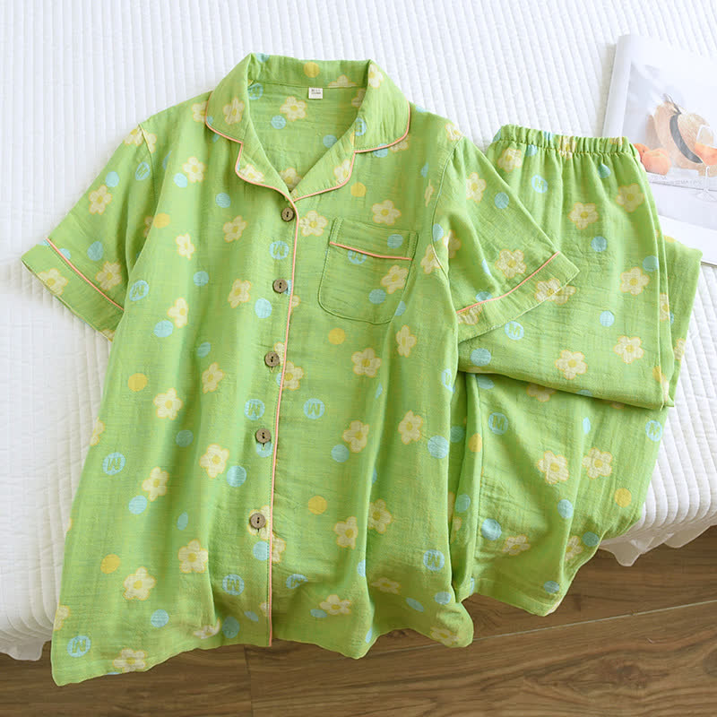 Rustic Cotton Yarn-dyed Jacquard Lapel Pajama - XXL - image 0