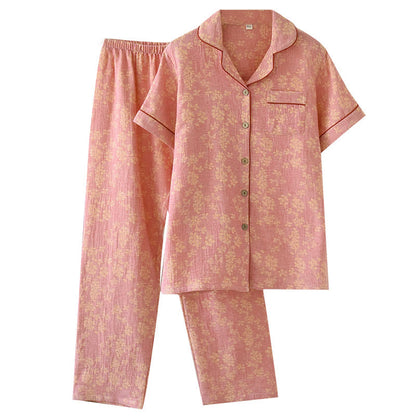 Floral Cotton Yarn-dyed Jacquard Lapel Pajama - image 10
