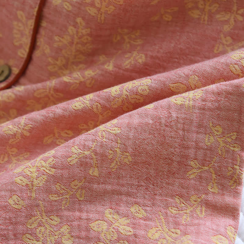 Floral Cotton Yarn-dyed Jacquard Lapel Pajama - image 9