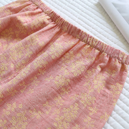 Floral Cotton Yarn-dyed Jacquard Lapel Pajama - image 7