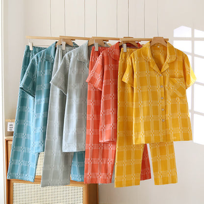 Unisex Plaid Cotton Yarn-Dyed Loungewear Set - image 0