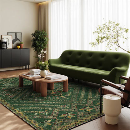 Moroccan Geometric Dark Green Area Rug - image 1