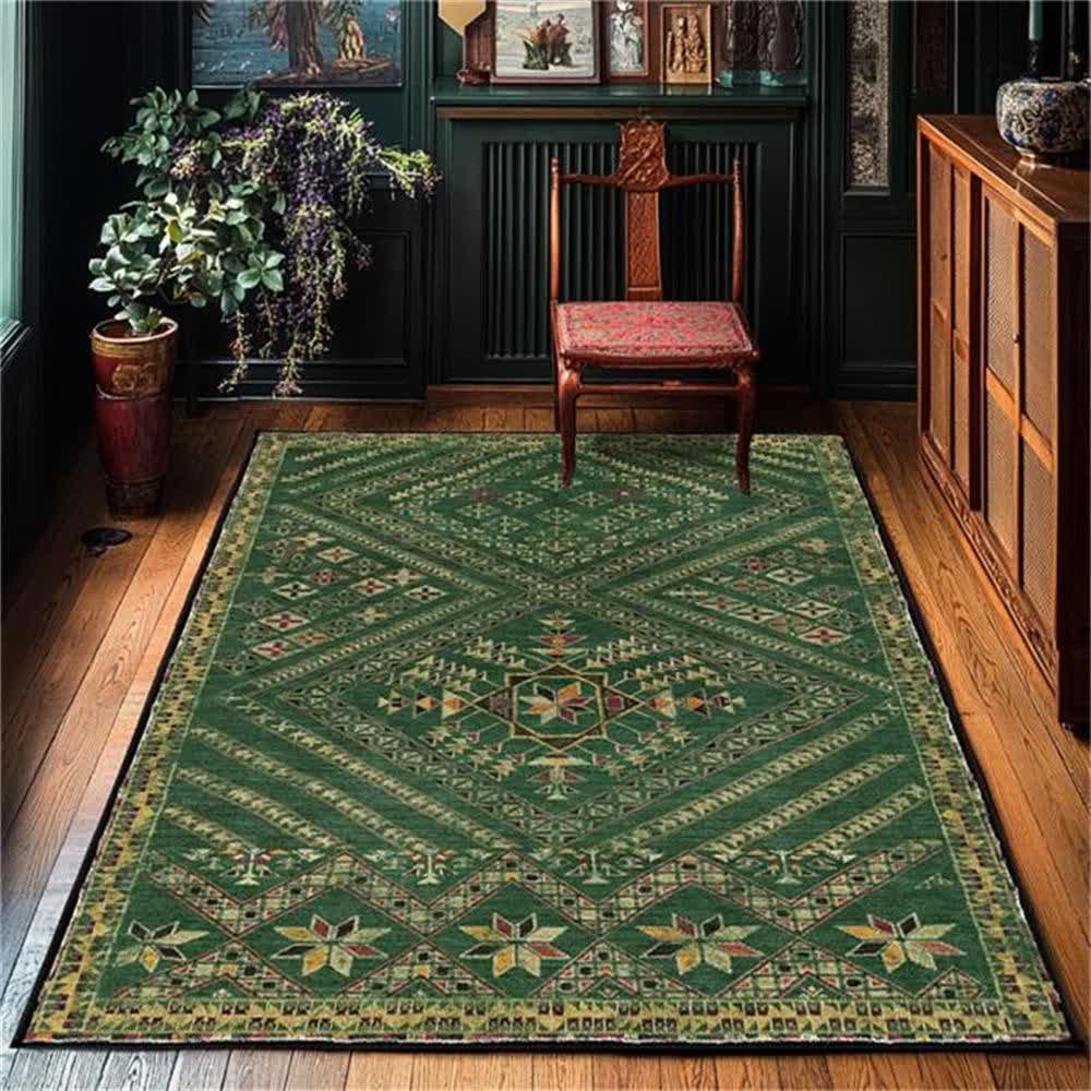 Moroccan Geometric Dark Green Area Rug - 60" x 96" - image 0