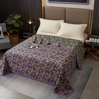 Purple Plum Blossom Cotton Yarn-dyed Quilt - Quilt - King - image 1