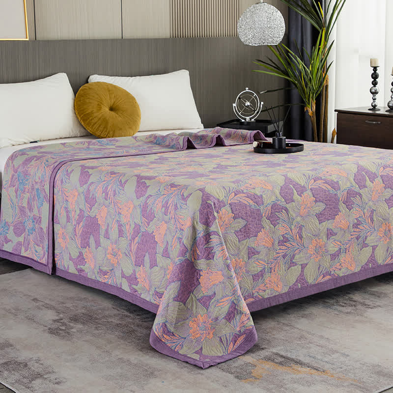 Purple Lily Cotton Yarn-dyed Quilt - image 1