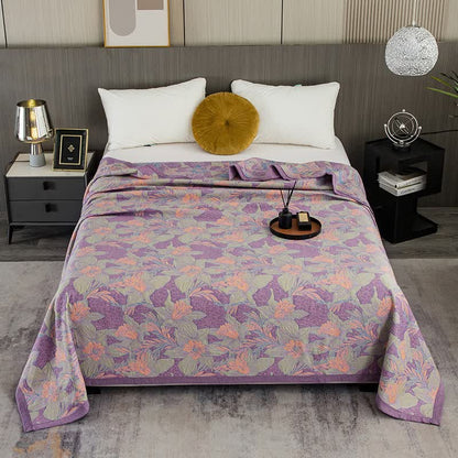 Purple Lily Cotton Yarn-dyed Quilt - Quilt - King - image 2