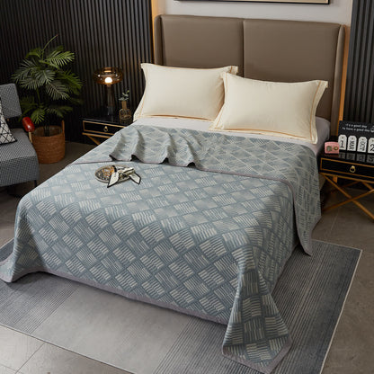 Geometric Diamond Grid Cotton Yarn-dyed Quilt - Grey - Quilt - King - image 4