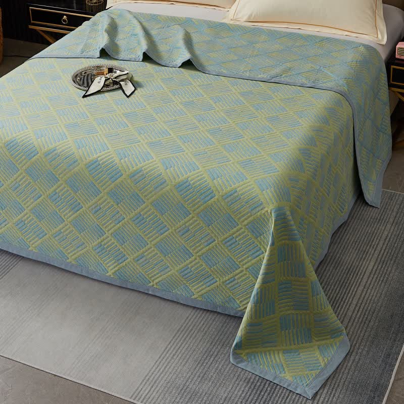 Geometric Diamond Grid Cotton Yarn-dyed Quilt - image 2