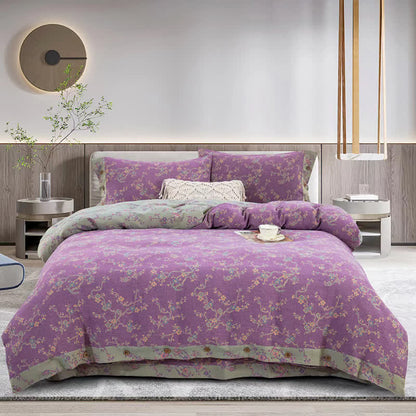 Wintersweet Cotton Gauze Jacquard Bedding Set(4pcs) - Purple - Queen - image 9