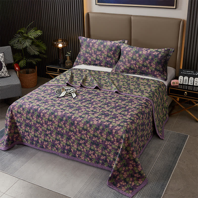 Purple Plum Blossom Cotton Yarn-dyed Quilt - 2PCS Pillowcases - 19" x 29" - image 0