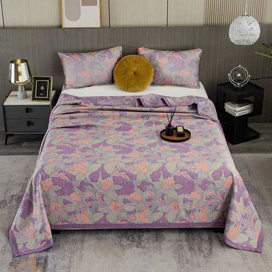 Purple Lily Cotton Yarn-dyed Quilt - 2PCS Pillowcases - 19" x 29" - image 0