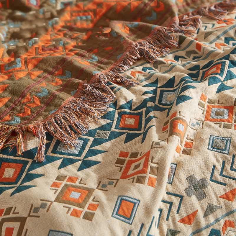 Boho Geometric Cotton Gauze Quilt - image 3