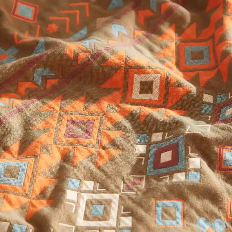 Boho Geometric Cotton Gauze Quilt - image 4
