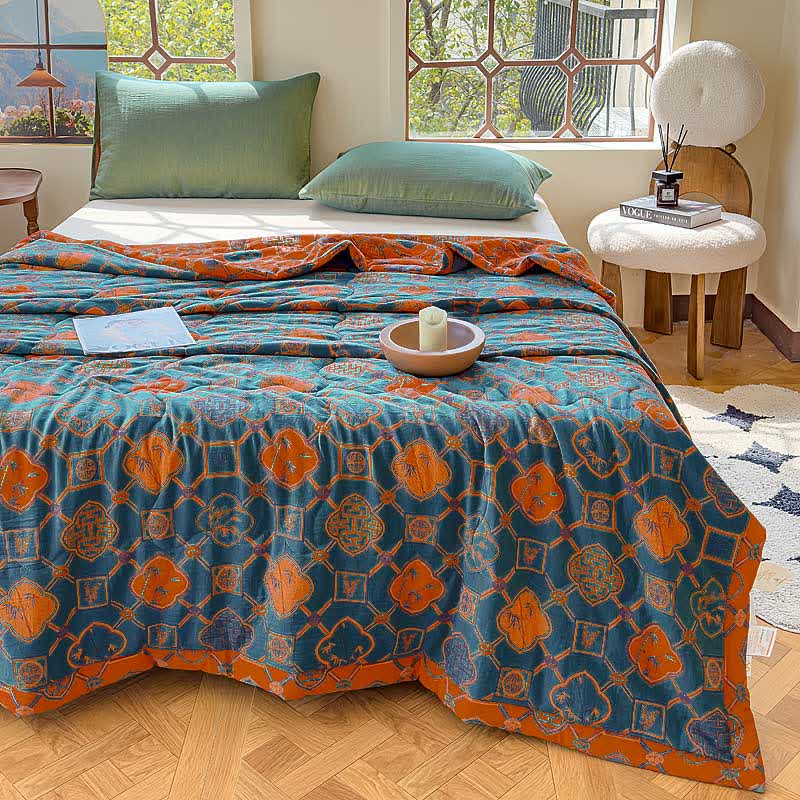 Retro Bamboo Pure Cotton Double-layer Gauze Summer Quilt - image 18