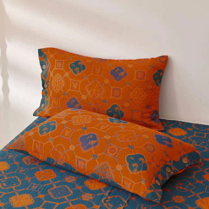 Retro Cotton Gauze Yarn-dyed Jacquard Reversible Coverlet - image 4