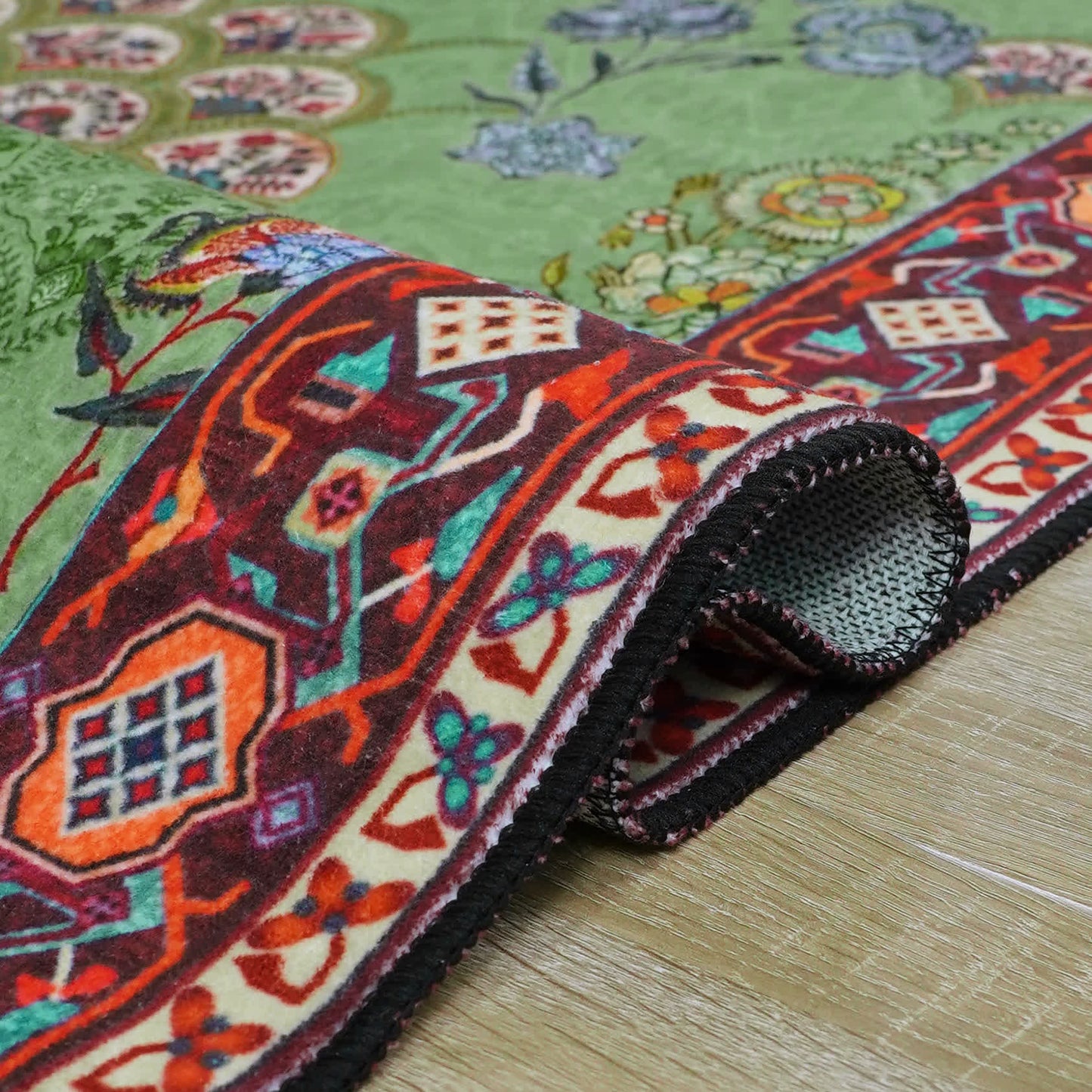 Washable Vintage Floral Anti-slip Area Rug - image 4