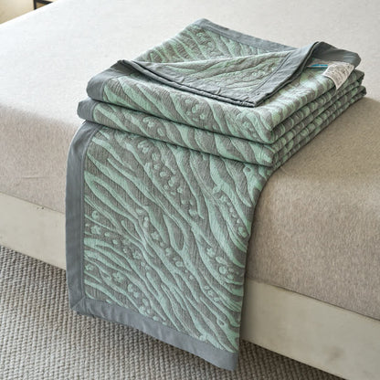 Zebra Print Cotton Muslin Bedspread - Green - Bedspread - King - image 5