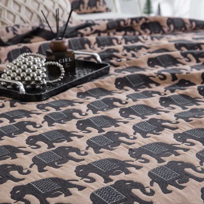 Thai Elephant Print Cotton Muslin Bedspread - image 16