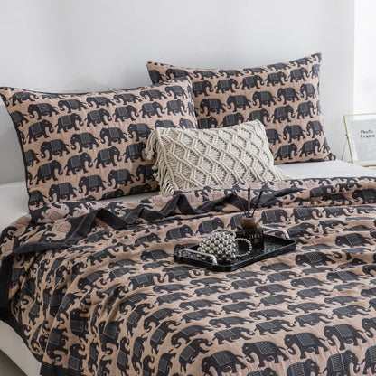 Thai Elephant Print Cotton Muslin Bedspread - image 14