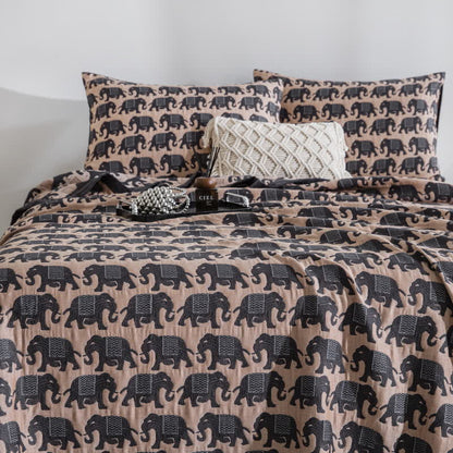 Thai Elephant Print Cotton Muslin Bedspread - image 15