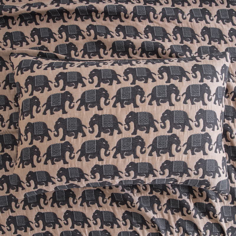 Thai Elephant Print Cotton Muslin Bedspread - image 17