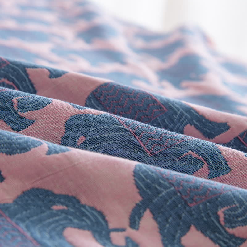 Thai Elephant Print Cotton Muslin Bedspread - image 19